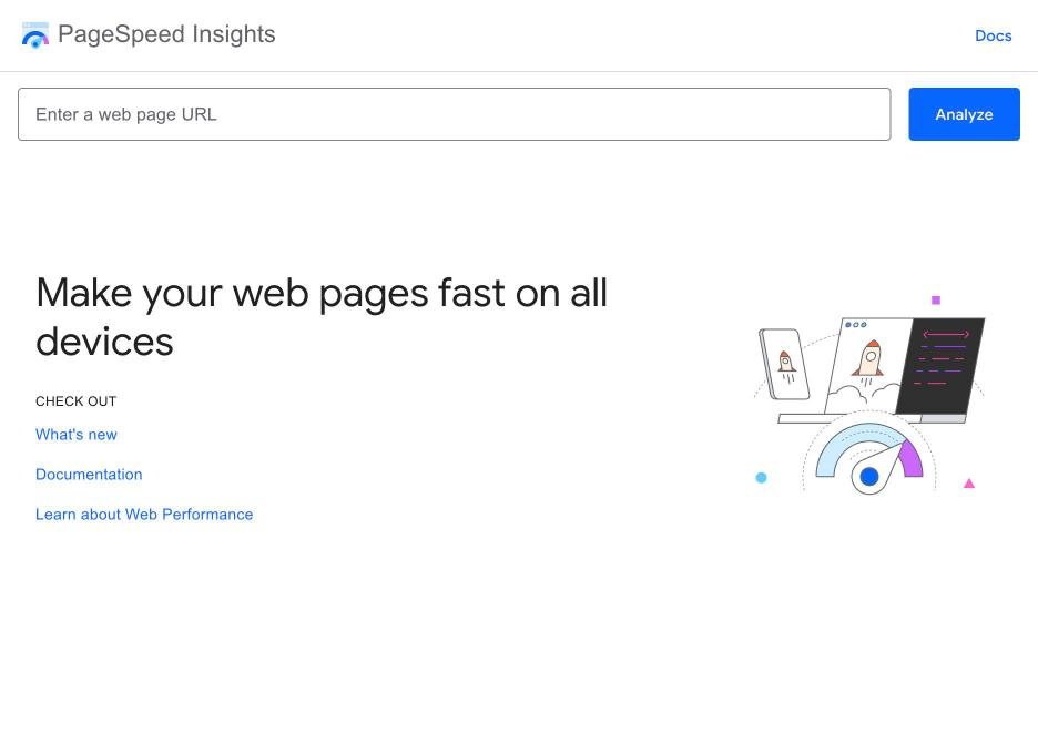 Google PageSpeed Insights tool for testing website speed