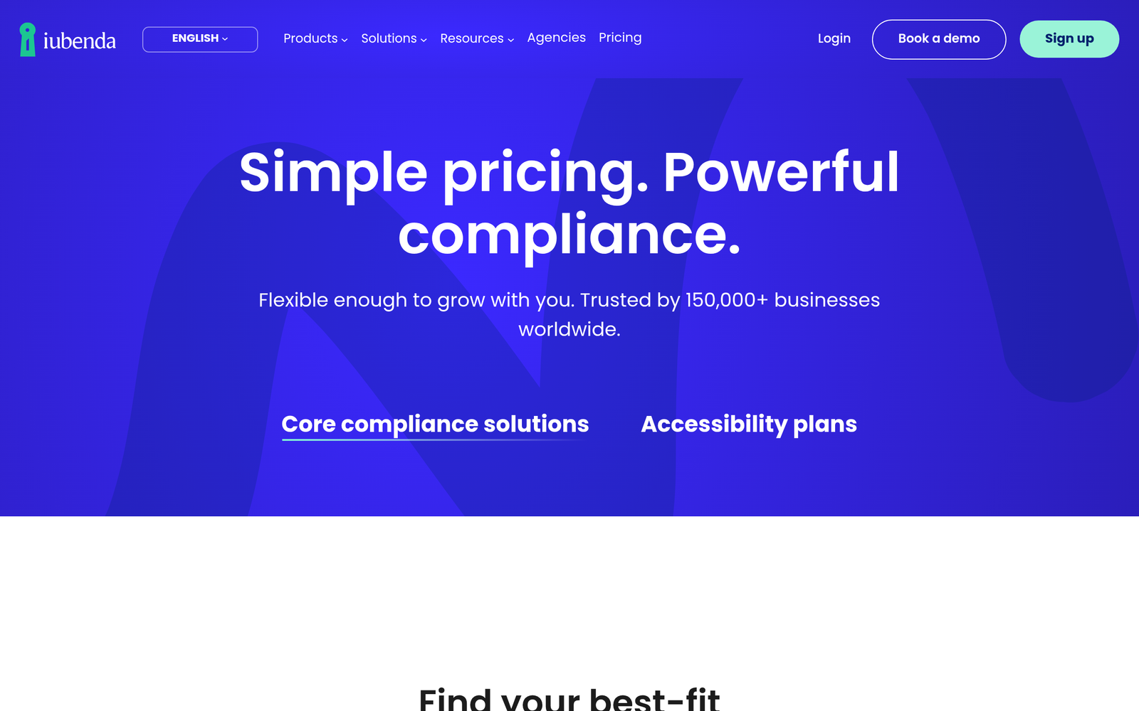 Iubenda pricing plans showing Free, Basic, Pro, and Ultra tiers