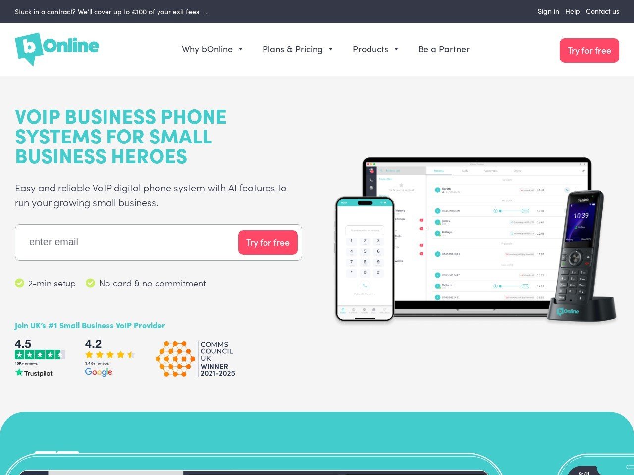 bOnline homepage screenshot