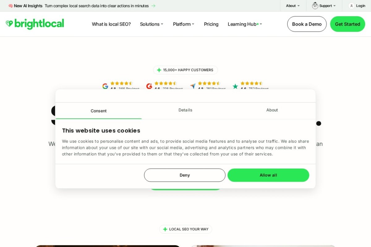 BrightLocal homepage screenshot