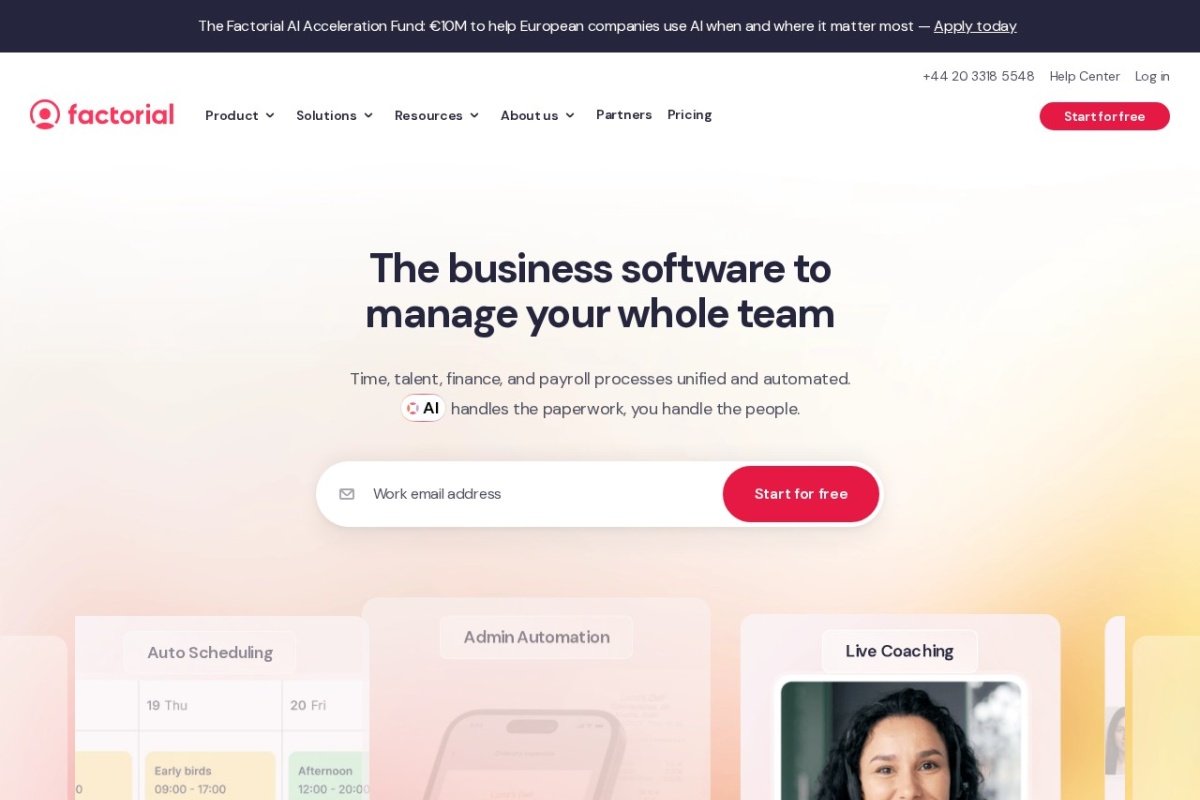 Factorial homepage screenshot