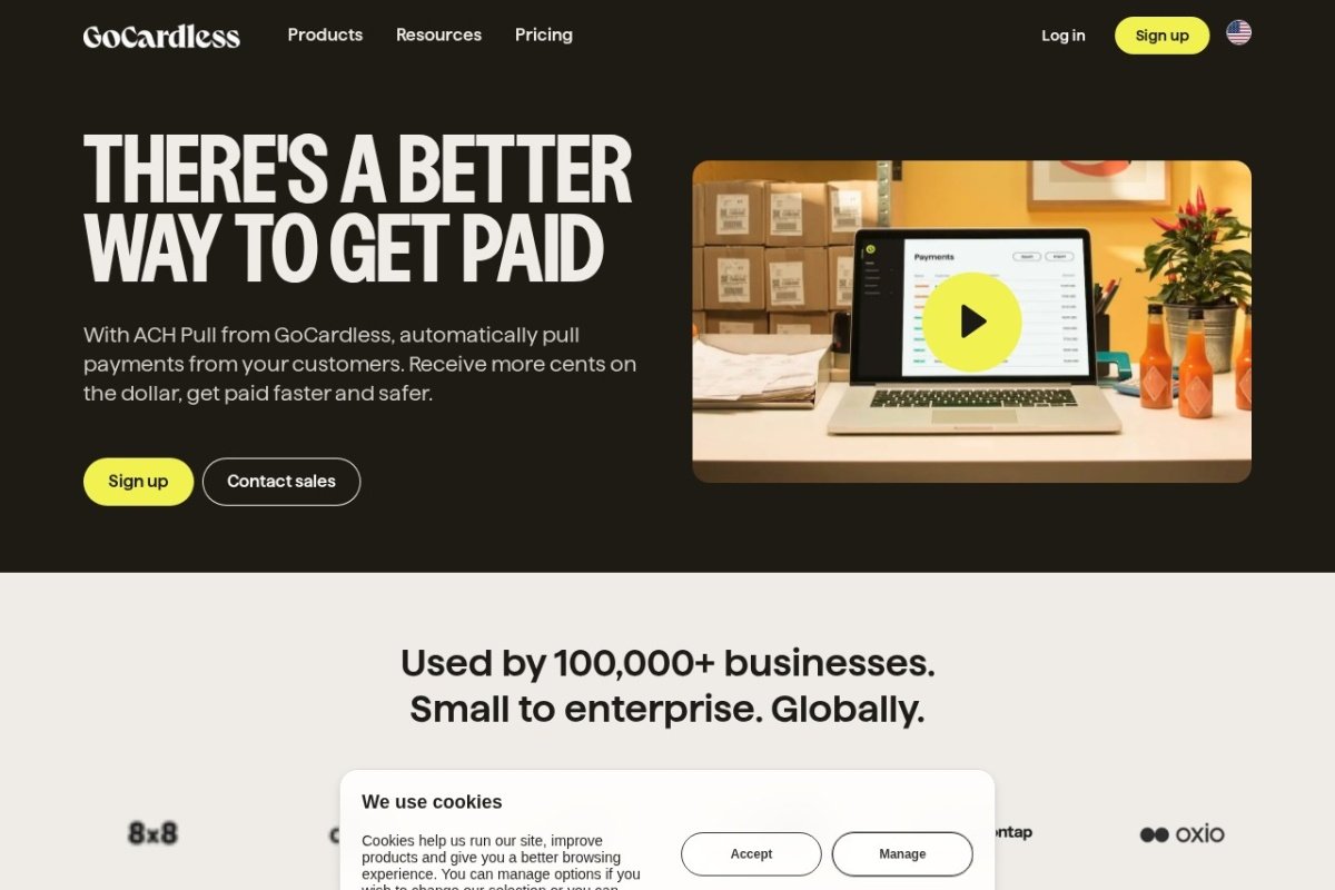GoCardless homepage screenshot