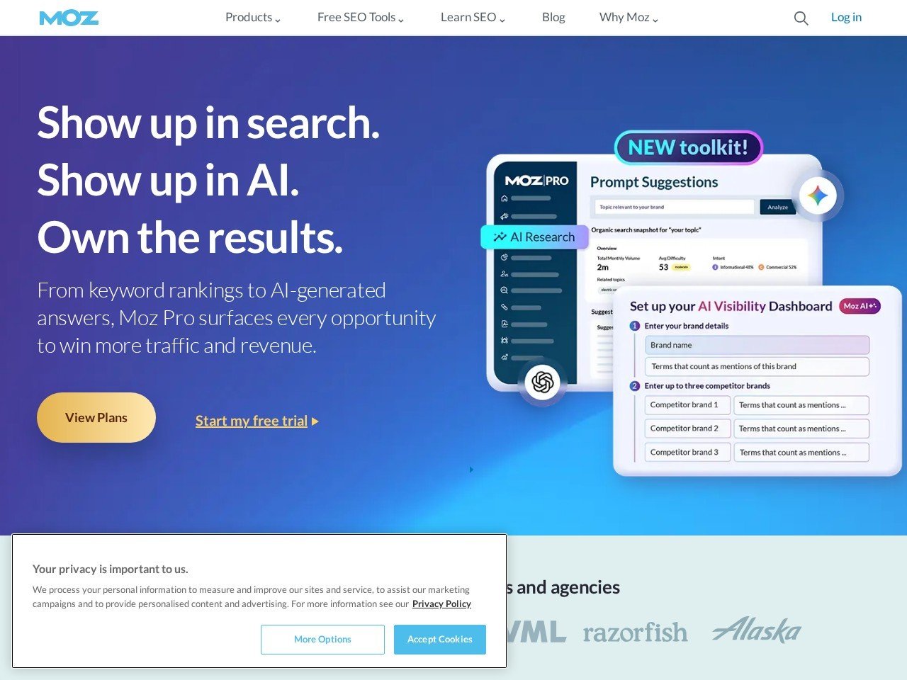 Moz homepage screenshot