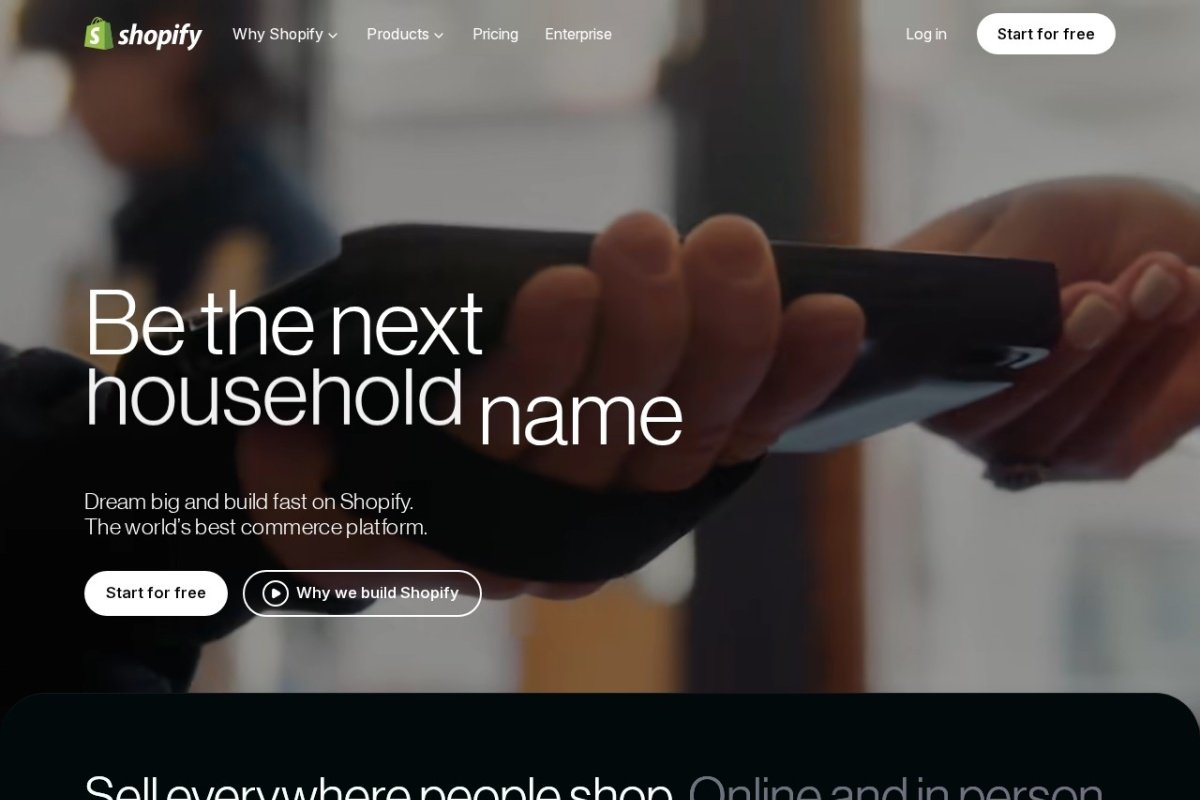 Shopify homepage screenshot