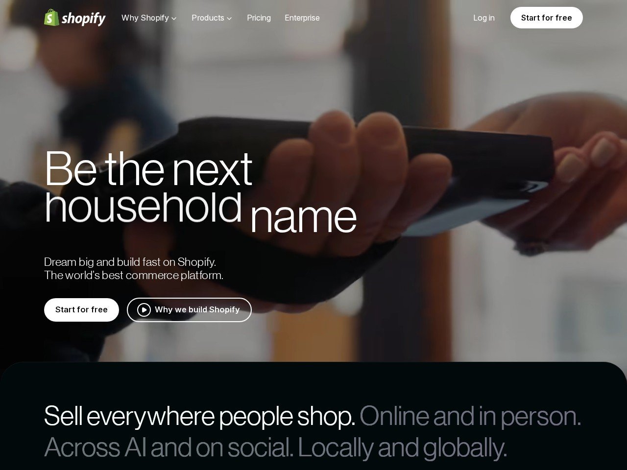 Shopify homepage screenshot