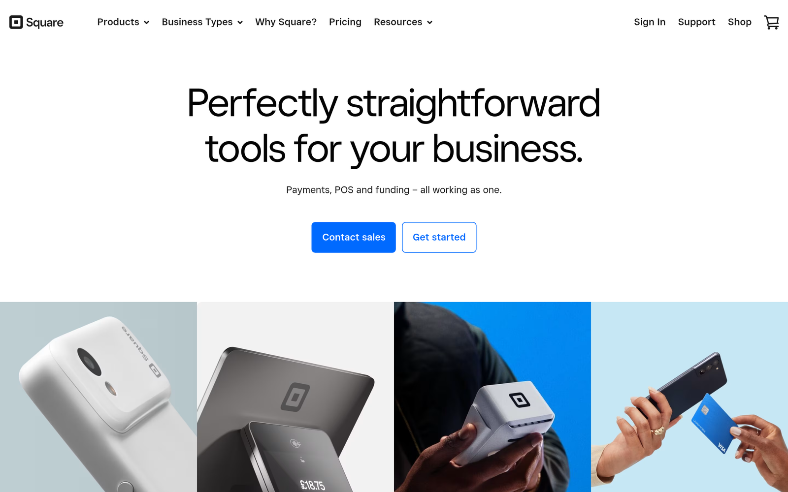 Square homepage screenshot