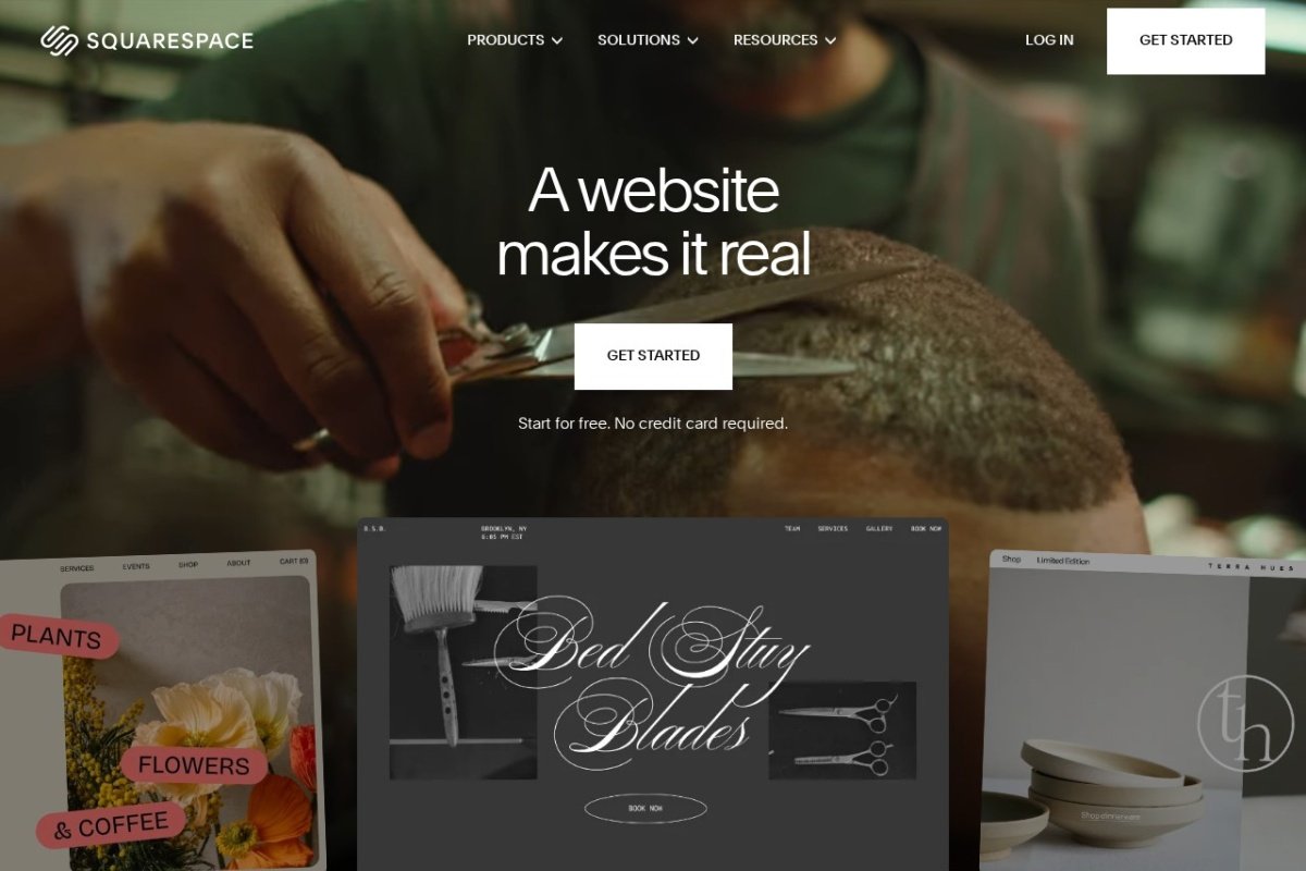 Squarespace homepage screenshot