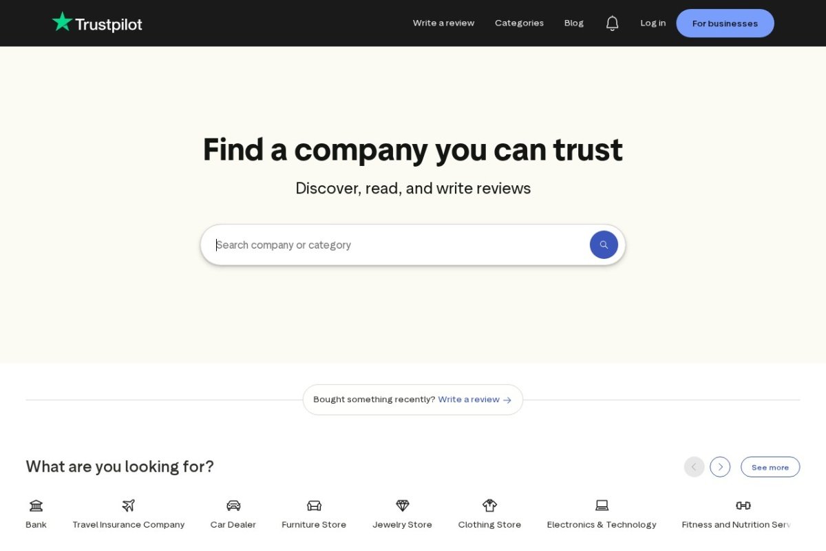 Trustpilot homepage screenshot