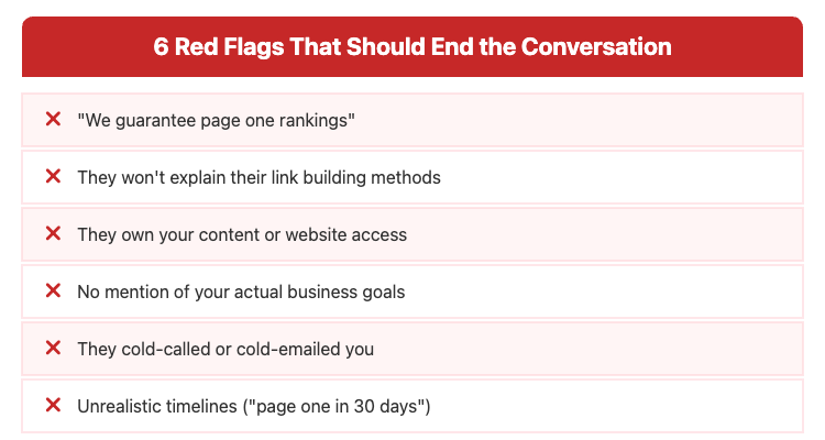 Six red flags when choosing an SEO agency