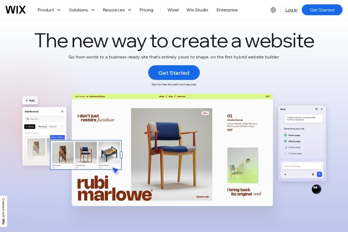 Wix homepage screenshot
