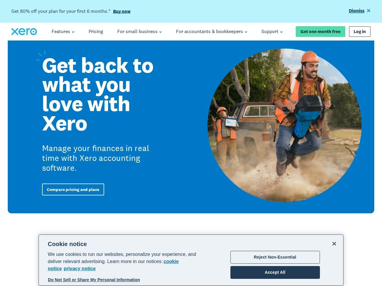 Xero homepage screenshot