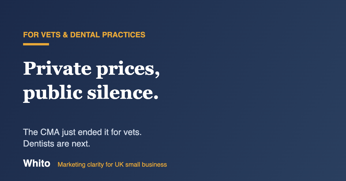 Private Prices, Public Silence: Vets and Dentists Spent Years Hiding Their Fees. The CMA Just Ended That.