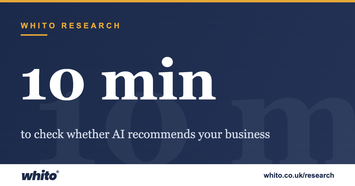 How to Check if AI Recommends Your Business (and What to Do if It Doesn’t) - key statistic 10 min (Whito Research)