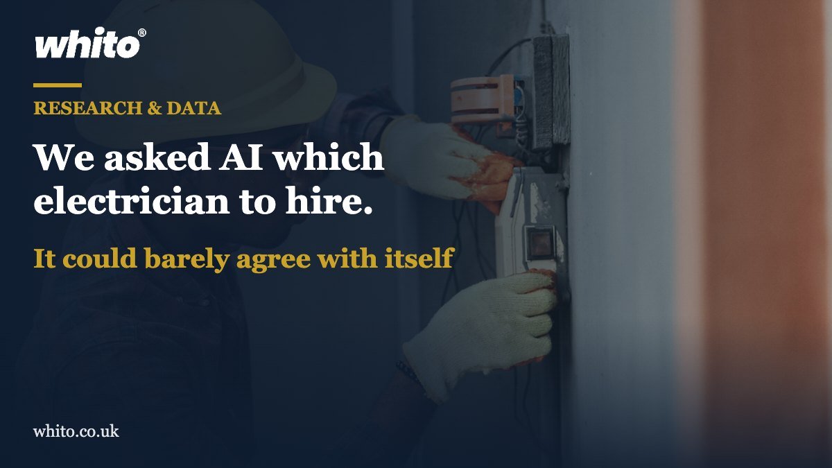 Whito research featured image: We asked AI which electrician to hire. It could barely agree with itself