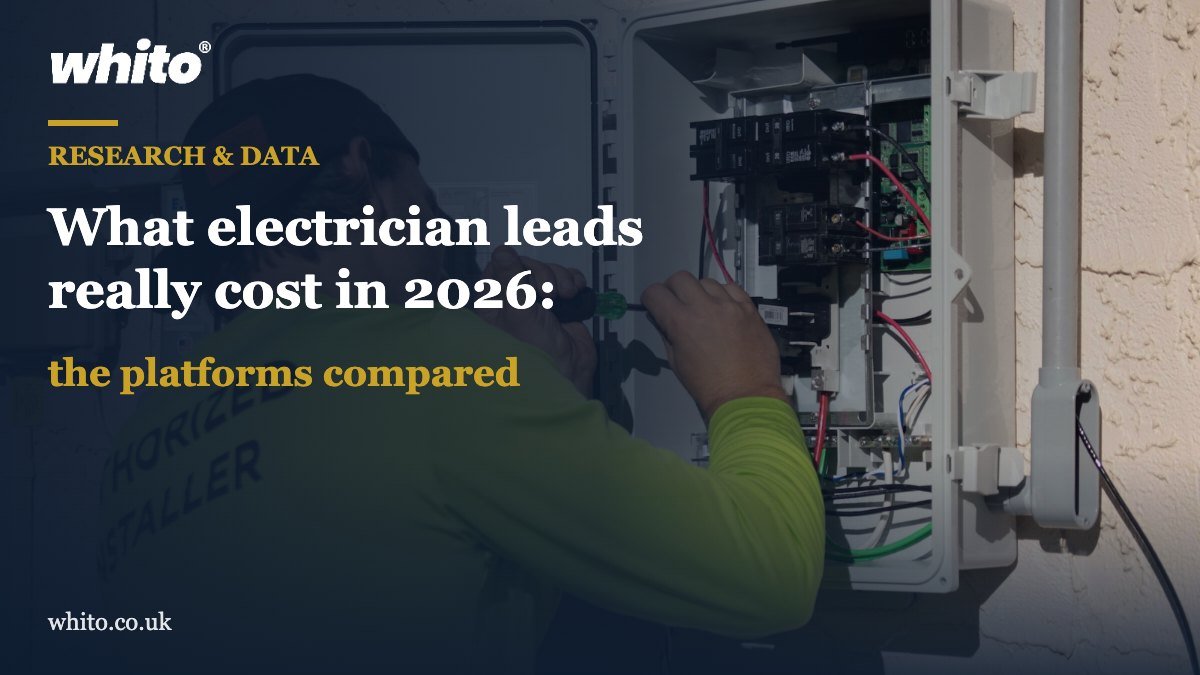Whito research featured image: What electrician leads really cost in 2026: the platforms compared