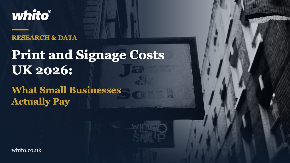 Whito research featured image: Print and Signage Costs UK 2026: What Small Businesses Actually Pay