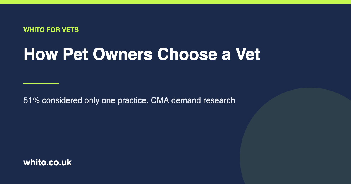 CMA research on how UK pet owners choose a veterinary practice and what it means for marketing.