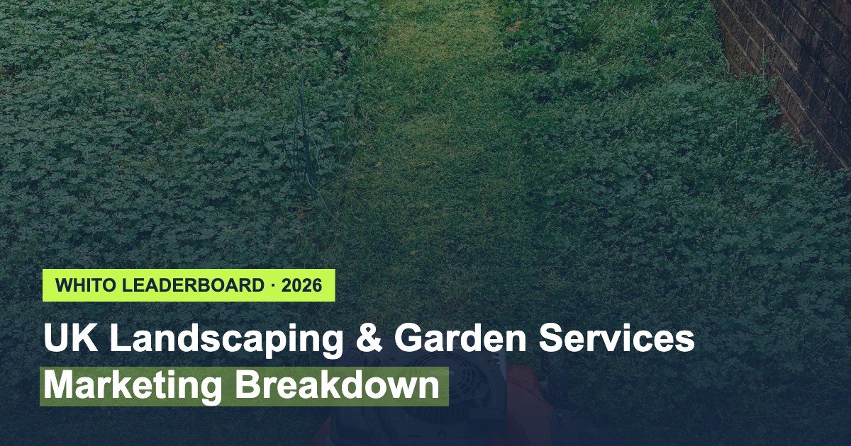UK landscaping and garden services marketing leaderboard 2026, lawn mower cutting grass
