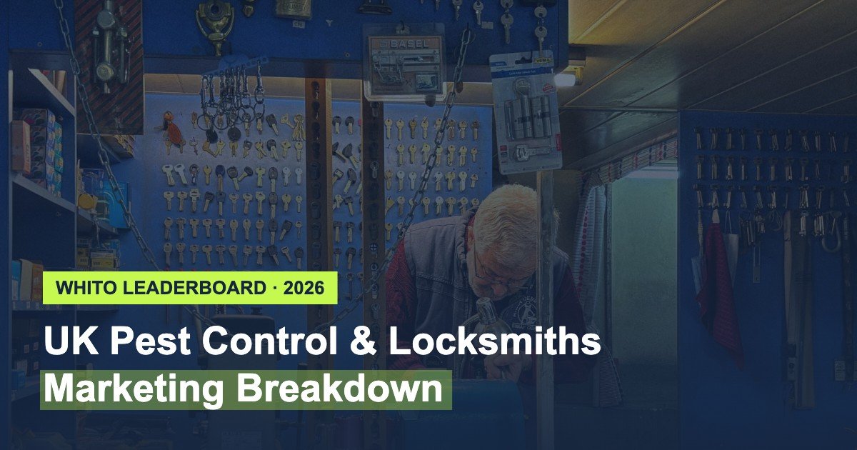 UK pest control and locksmiths marketing leaderboard 2026, locksmith at work in key shop