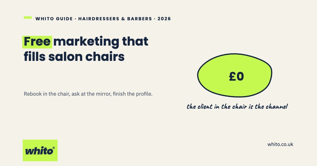 Free marketing that fills salon chairs: a Whito guide for hairdressers and barbers