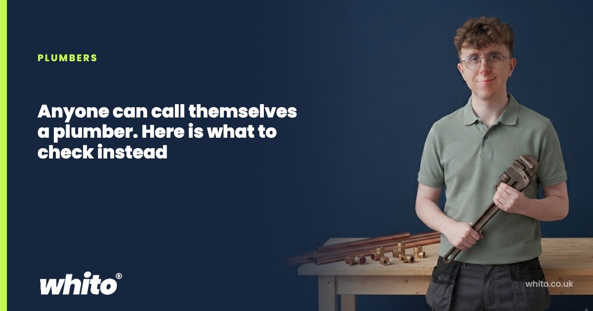 Whito founder pictured as a plumber