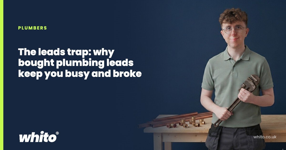 Whito founder pictured as a plumber