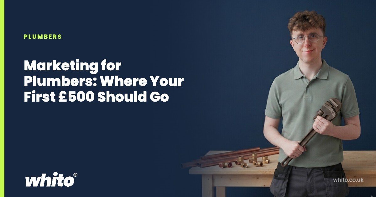 Whito founder pictured as a plumber
