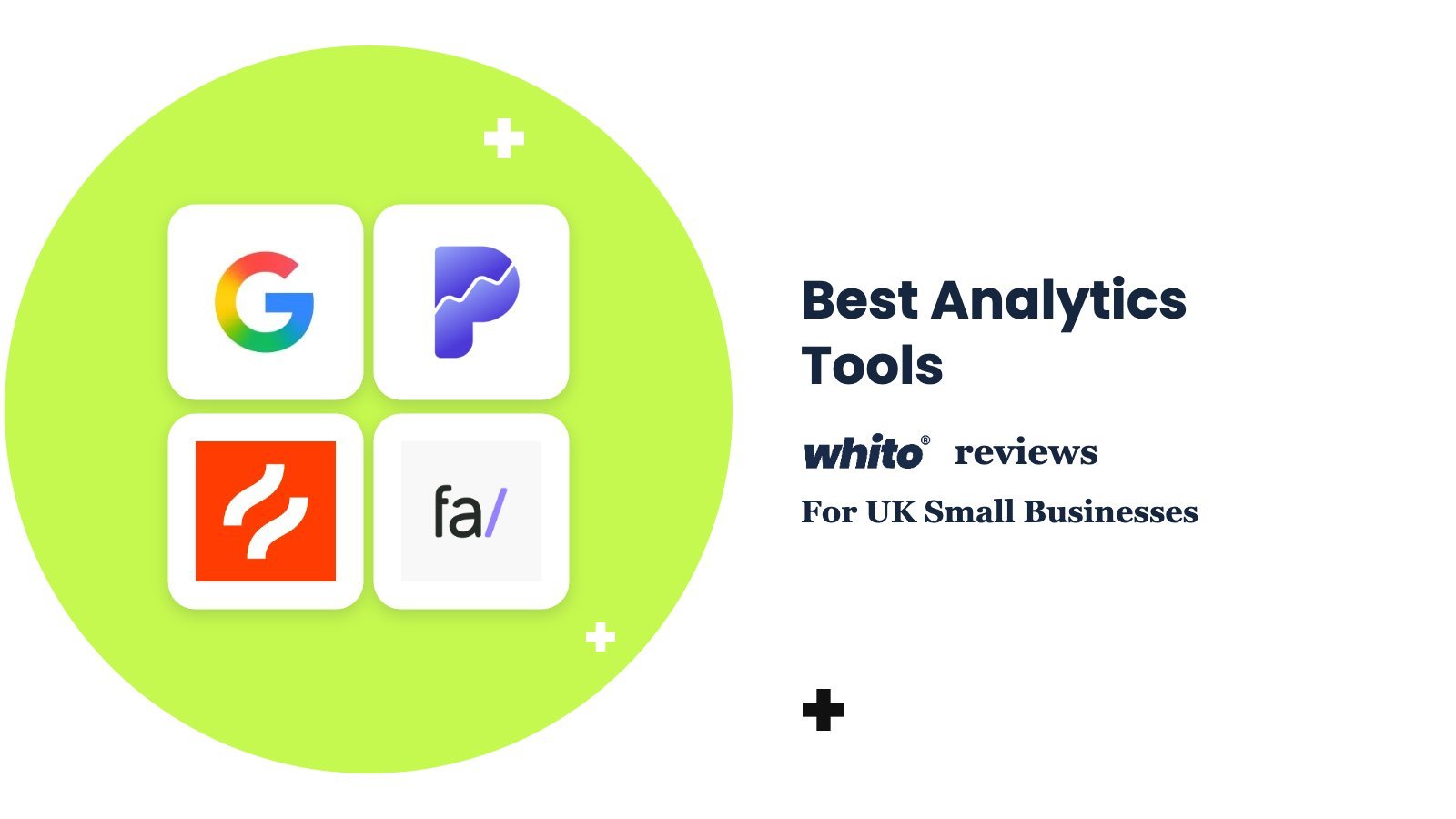 Google, Plausible, Hotjar, Fathom logos – Best Analytics Tools, reviewed by Whito for UK small businesses