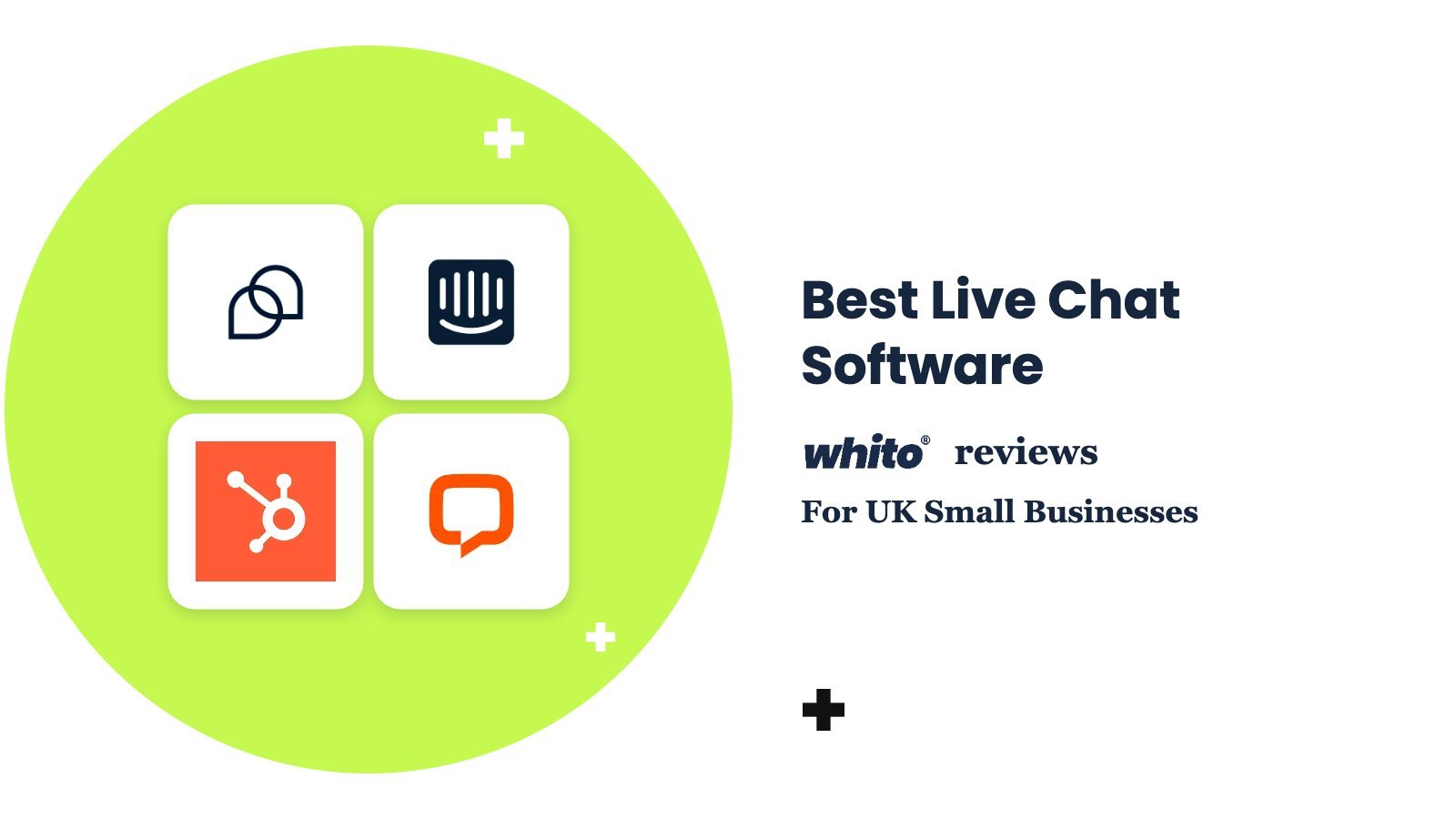 Tidio, Intercom, HubSpot, LiveChat logos – Best Live Chat Software, reviewed by Whito for UK small businesses