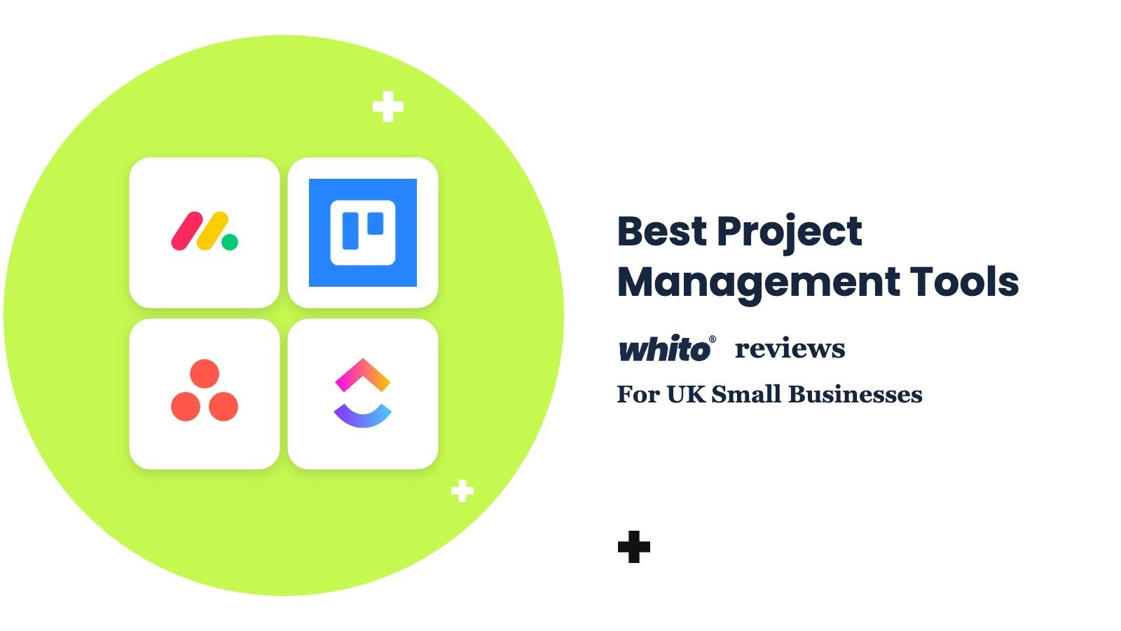 monday.com, Trello, Asana, ClickUp logos – Best Project Management Tools, reviewed by Whito for UK small businesses