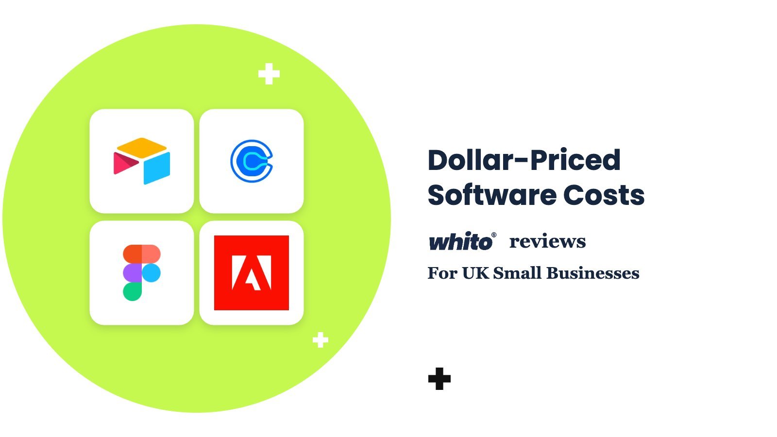 Airtable, Calendly, Figma, Adobe logos – Dollar-Priced Software Costs, reviewed by Whito for UK small businesses