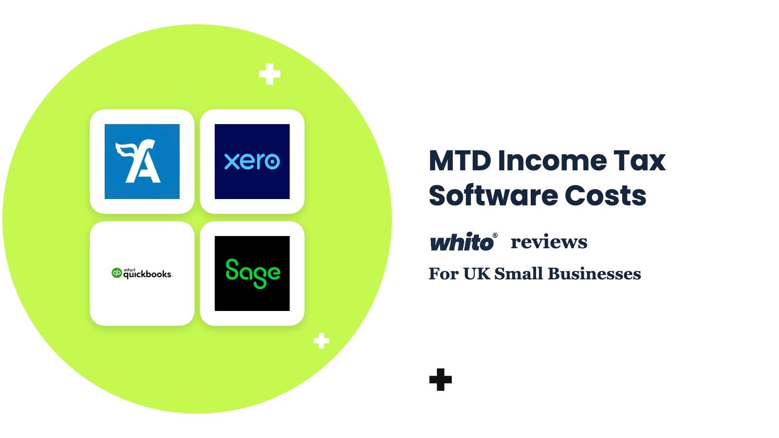 FreeAgent, Xero, QuickBooks, Sage logos – MTD Income Tax Software Costs, reviewed by Whito for UK small businesses