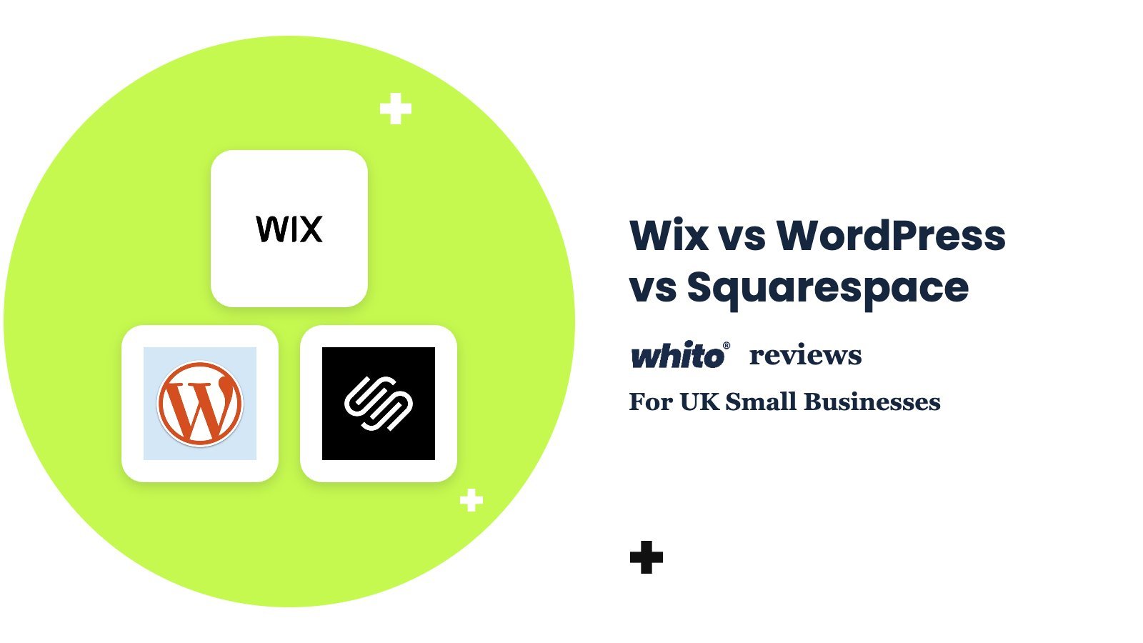 Wix, WordPress, Squarespace logos – Wix vs WordPress vs Squarespace, reviewed by Whito for UK small businesses