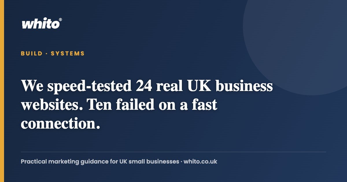 We speed-tested 24 real UK business websites. Ten failed on a fast connection. — Whito