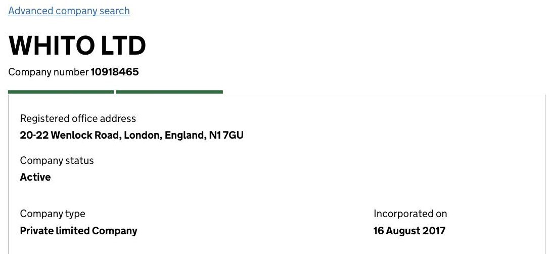 Companies House company record showing company number, active status and incorporation date