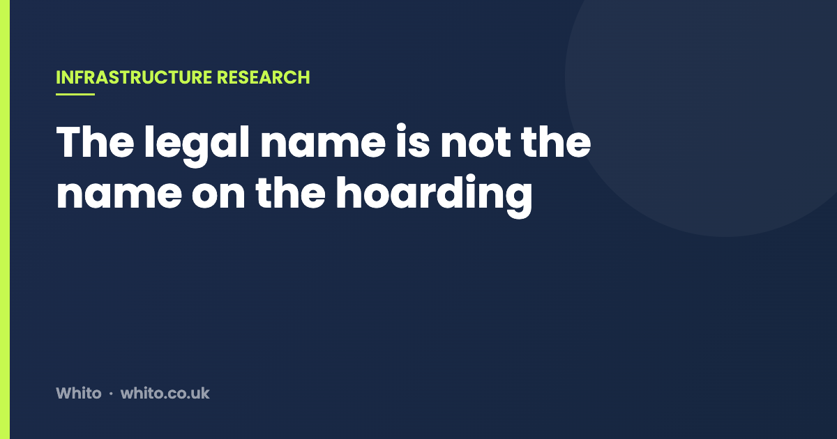 The legal name is not the name on the hoarding