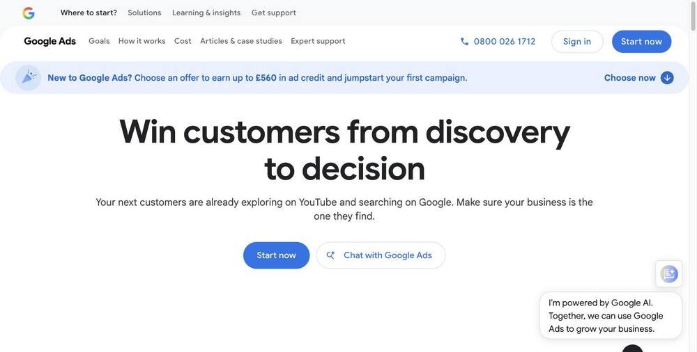Google Ads UK product page screenshot