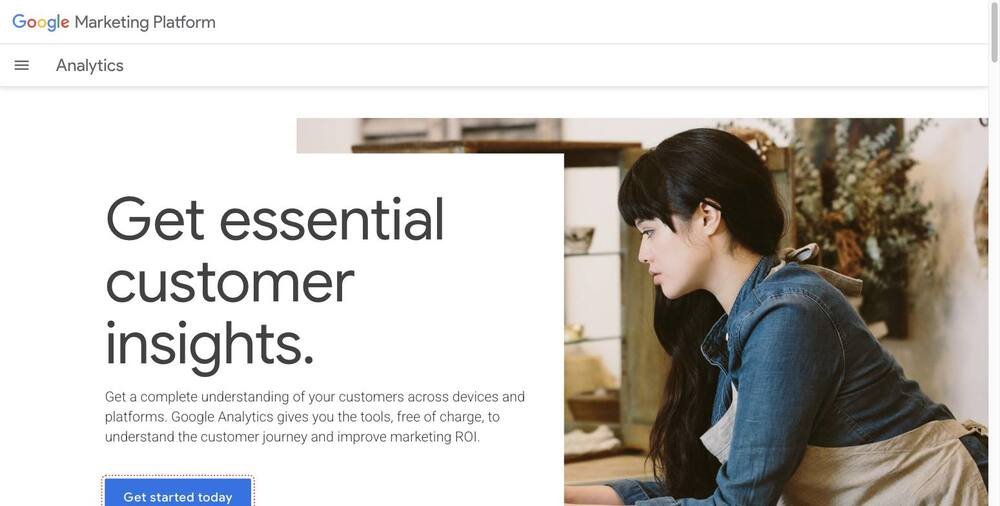 Google Analytics product page screenshot