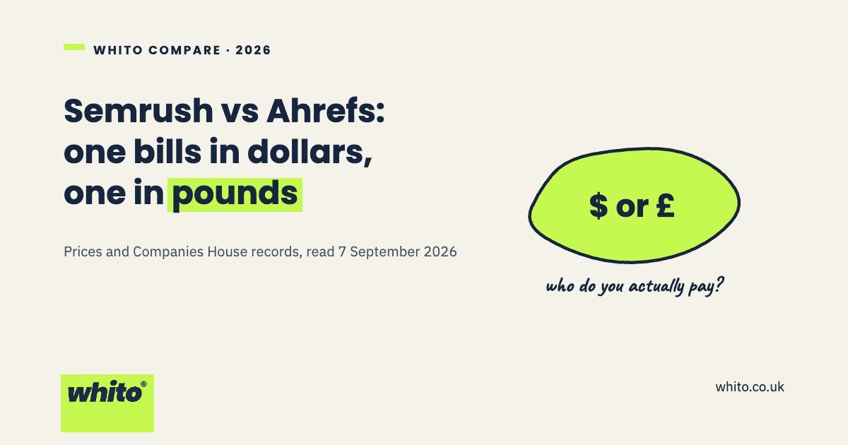 Semrush vs Ahrefs UK, one bills in dollars, one in pounds