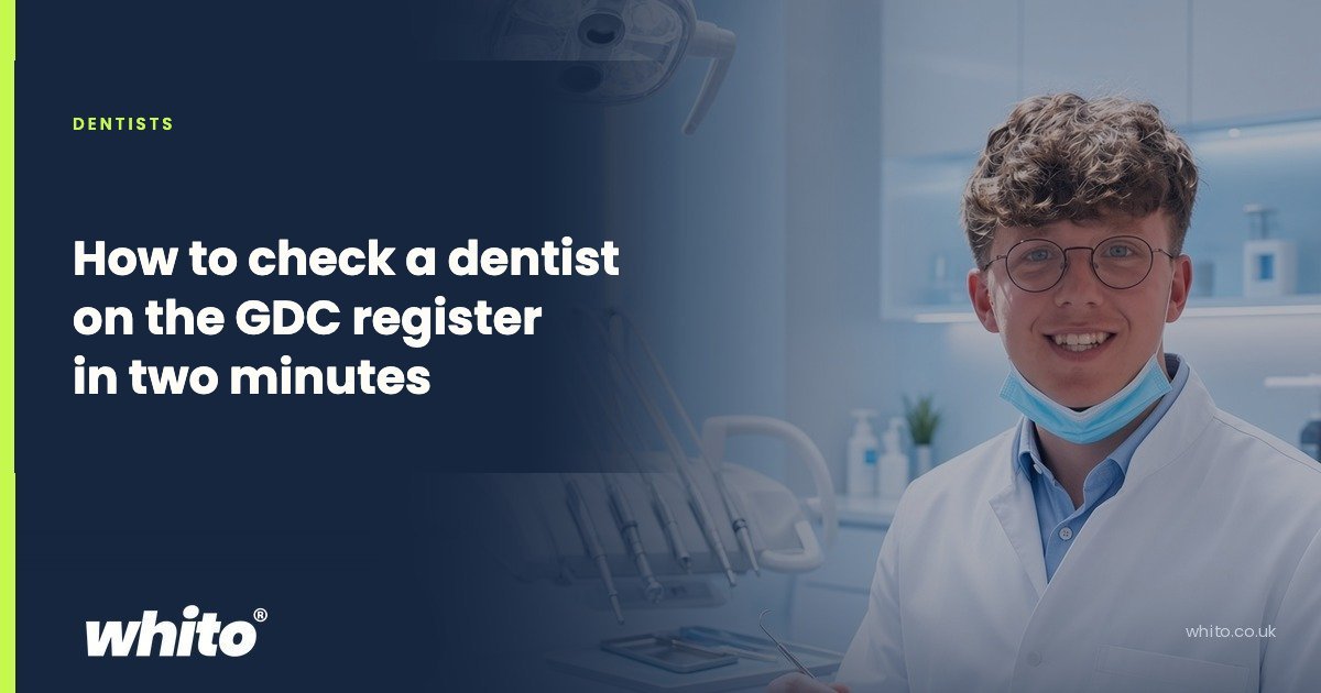 Navy Whito guide card for dentists: "How to check a dentist on the GDC register in two minutes"